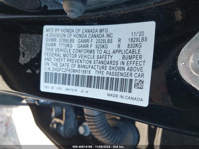 Honda Civic Lx 2021 2HGFC2F60MH518816 Image 9
