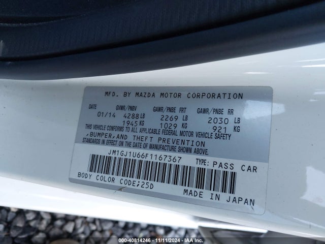 JM1GJ1U66F1167367 Mazda Mazda6 I Sport