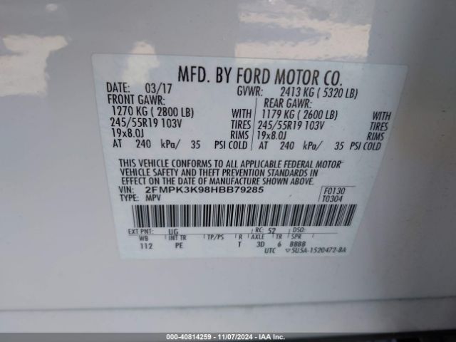 2FMPK3K98HBB79285 Ford Edge Titanium