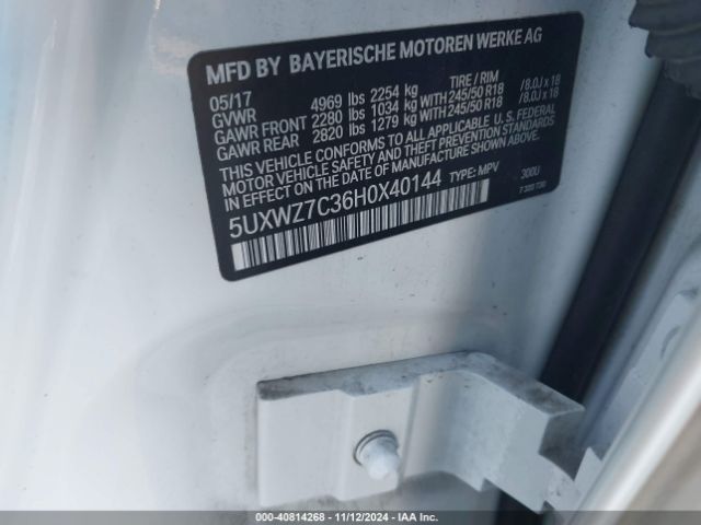 5UXWZ7C36H0X40144 BMW X3 Sdrive28i