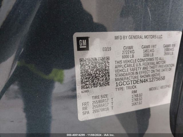 1GCGTDEN4K1275658 Chevrolet Colorado Z71