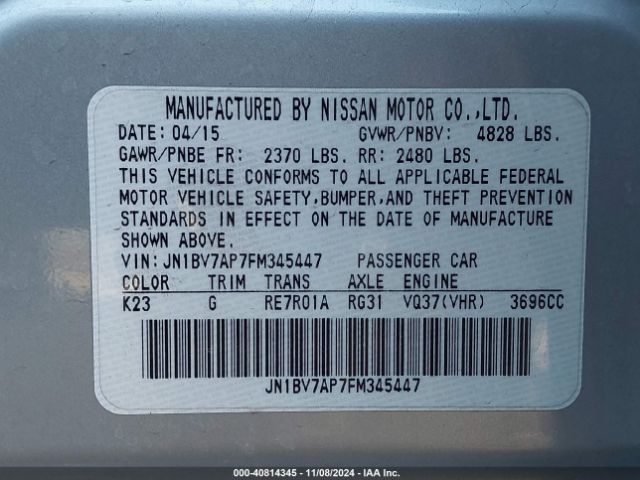 JN1BV7AP7FM345447 Infiniti Q50