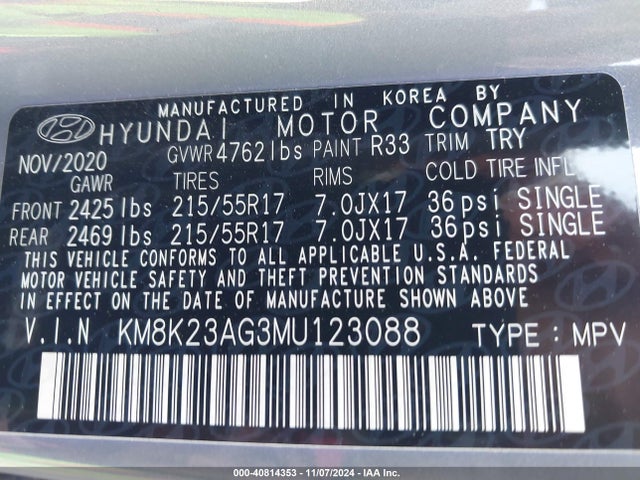 KM8K23AG3MU123088 Hyundai Kona Electric Sel