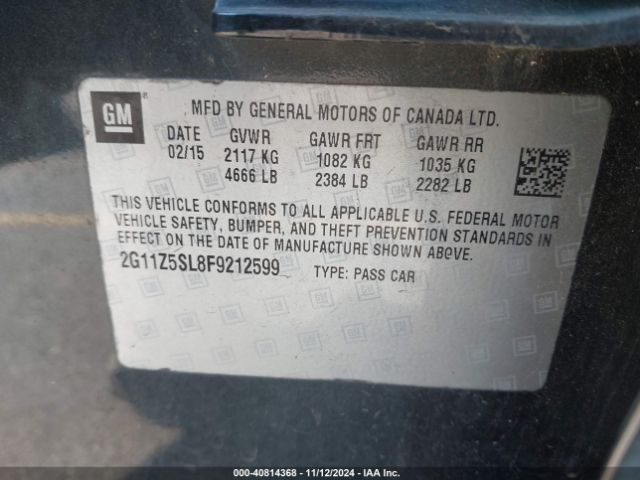 2G11Z5SL8F9212599 Chevrolet IMPALA LS