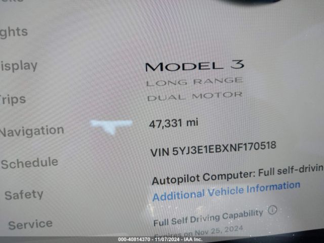 5YJ3E1EBXNF170518 Tesla Model 3 Long Range Dual Motor All-wheel Drive