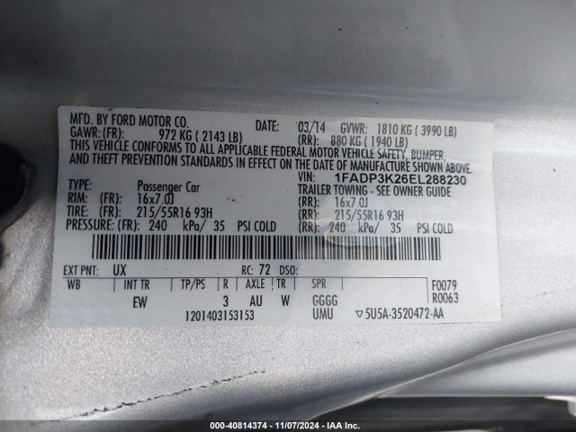 Ford FOCUS SE 2014 1FADP3K26EL288230 Image 9