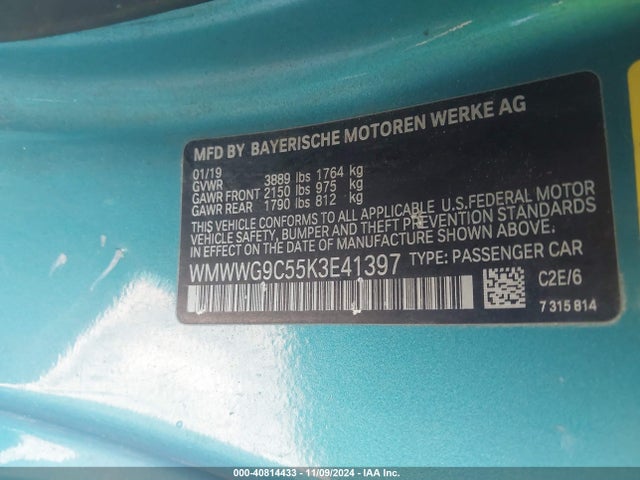 2019 MINI CONVERTIBLE WMWWG9C55K3E41397 Photo 8