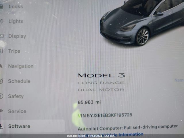 5YJ3E1EB3KF195725 Tesla Model 3 Long Range/performance