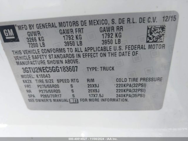 3GTU2NEC5GG183607 GMC Sierra 1500 Slt