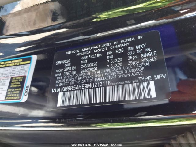 KM8R54HE9MU213118 Hyundai Palisade Limited