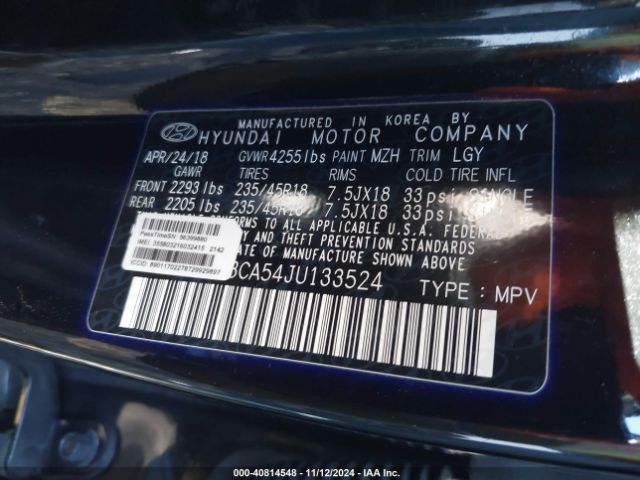 KM8K3CA54JU133524 Hyundai Kona Limited
