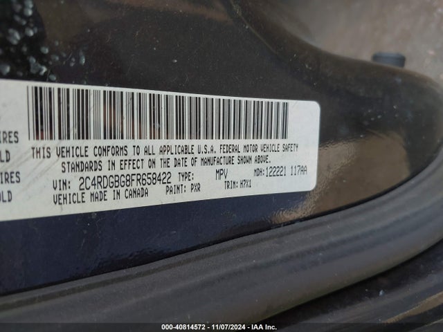 Dodge Grand Caravan Se 2015 2C4RDGBG8FR658422 Image 9