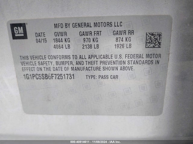 Chevrolet Cruze 1lt Auto 2015 1G1PC5SB6F7251731 Image 9