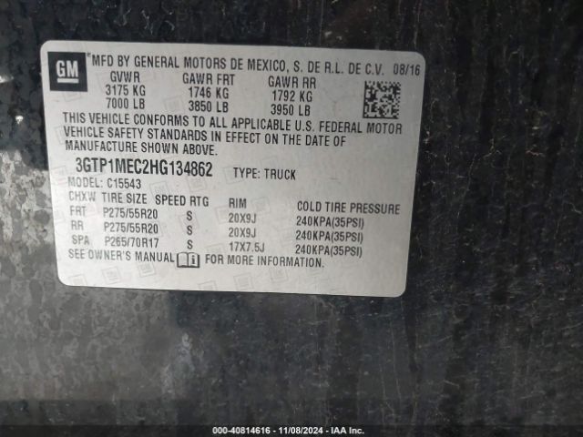 3GTP1MEC2HG134862 GMC Sierra 1500 Sle