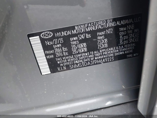 Hyundai Santa Fe Sel 2023 5NMS3DAJ7PH649223 Image 9
