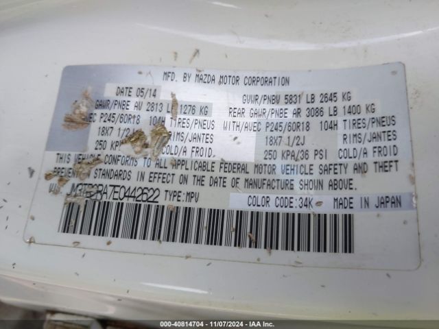 JM3TB2BA7E0442622 Mazda CX-9 SPORT