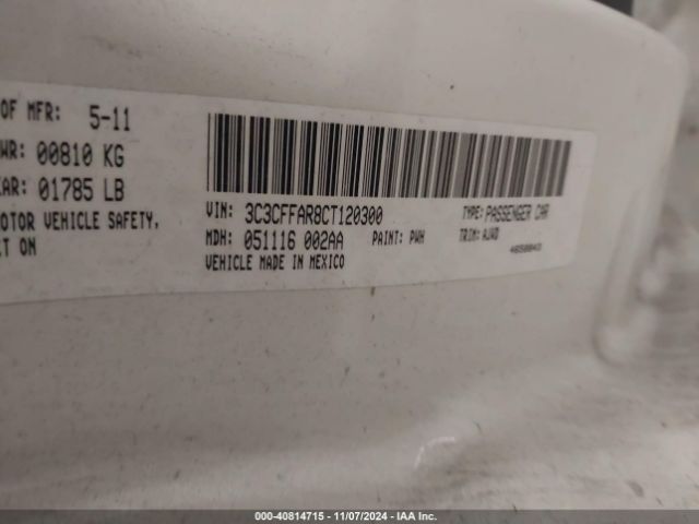 2012 FIAT 500 3C3CFFAR8CT120300 Photo 8