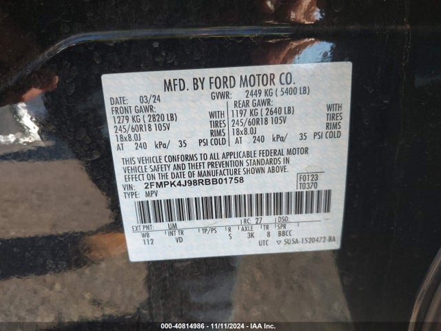 Ford EDGE SEL 2024 2FMPK4J98RBB01758 Image 9