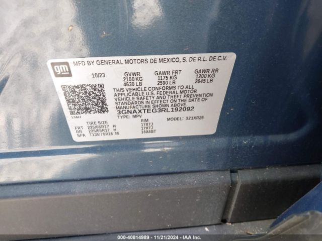 3GNAXTEG3RL192092 Chevrolet Equinox Awd 2fl