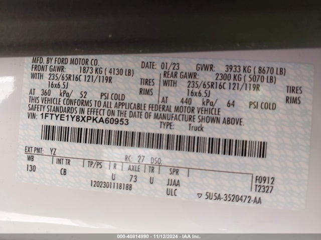 Ford Transit-150 Cargo Van 2023 1FTYE1Y8XPKA60953 Image 9