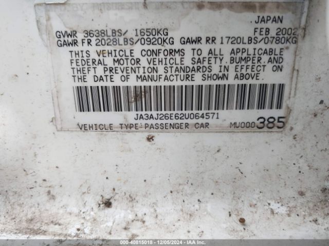 2002 MITSUBISHI LANCER JA3AJ26E62U064571 Photo 8