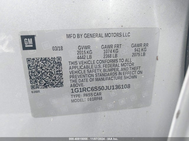 Chevrolet VOLT LT 2018 1G1RC6S50JU136108 Image 9