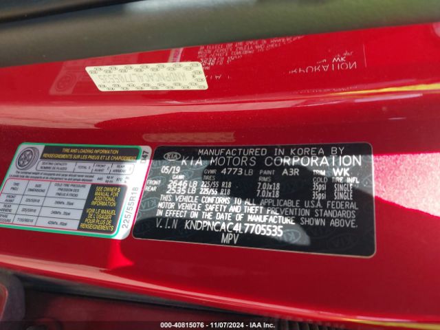 KNDPNCAC4L7705535 KIA Sportage Ex