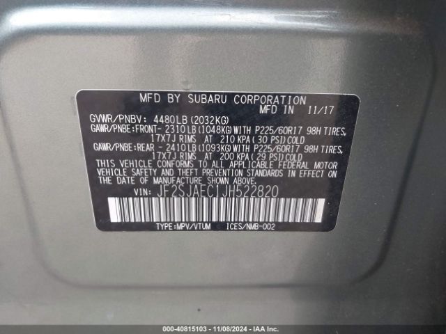JF2SJAEC1JH522820 Subaru Forester 2.5i Premium