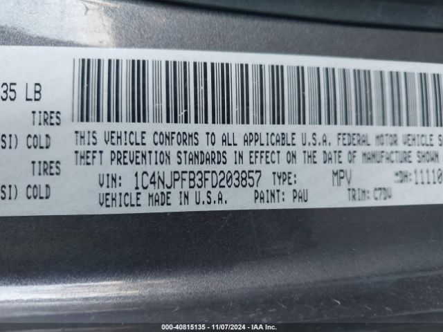 1C4NJPFB3FD203857 Jeep Patriot Latitude