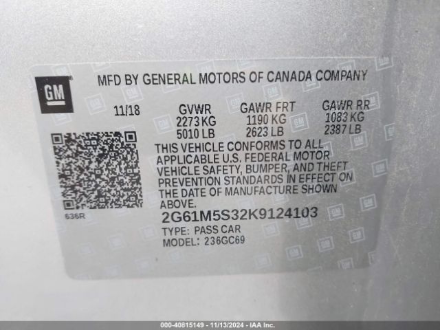 2G61M5S32K9124103 Cadillac XTS LUXURY
