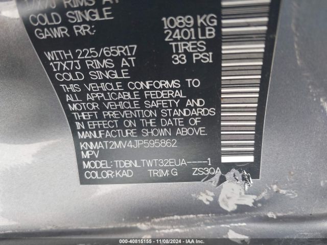 KNMAT2MV4JP595862 Nissan ROGUE SV