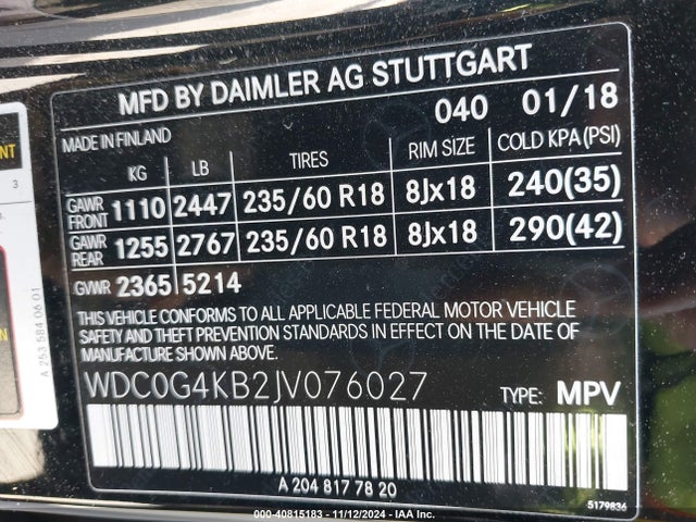 WDC0G4KB2JV076027 Mercedes-Benz Glc 300 4matic