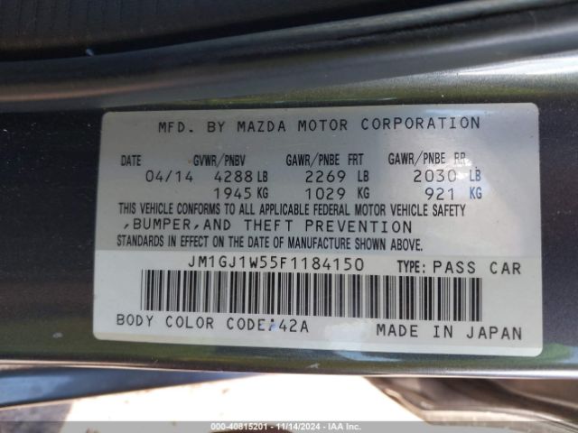JM1GJ1W55F1184150 Mazda Mazda6 I Grand Touring