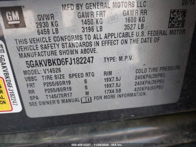 5GAKVBKD6FJ182247 Buick Enclave Leather