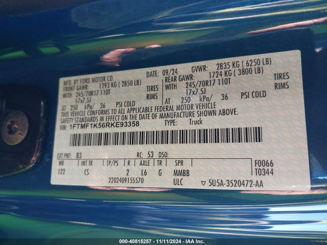 Ford F-150 Xl 2024 1FTMF1K56RKE93358 Image 9