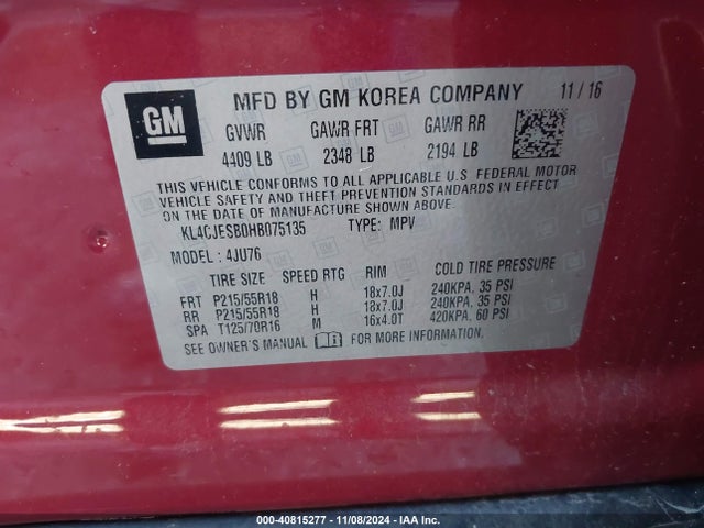 Buick Encore Preferred 2017 KL4CJESB0HB075135 Image 9