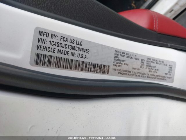 1C4SDJCT3MC848483 Dodge Durango R/t Awd