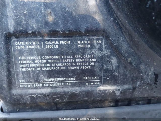 2008 SAAB 9-3 YS3FH42R881133383 Photo 8