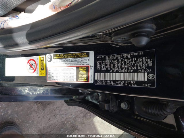 Toyota CAMRY SE 2016 4T1BF1FK0GU266591 Image 9