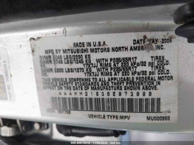 2006 MITSUBISHI ENDEAVOR 4A4MM21S36E073000 Photo 8