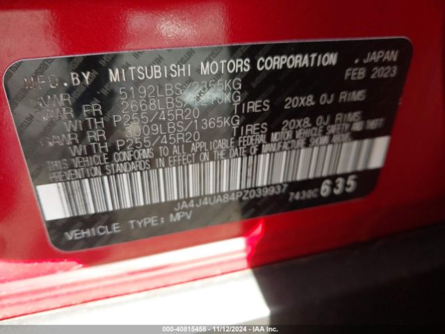 JA4J4UA84PZ039937 Mitsubishi Outlander Se 2.5