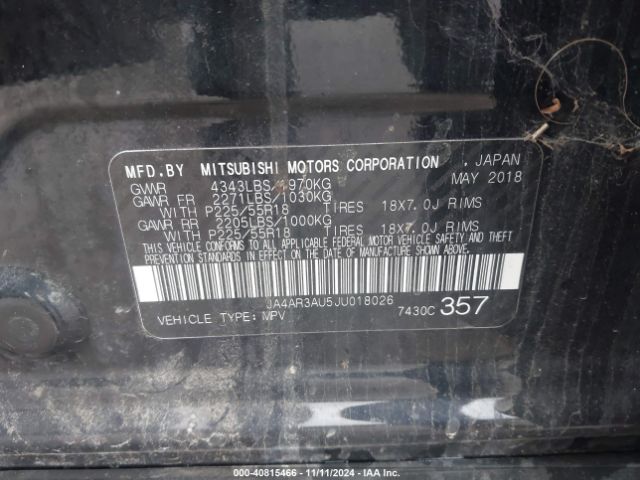 JA4AR3AU5JU018026 Mitsubishi OUTLANDER SPORT