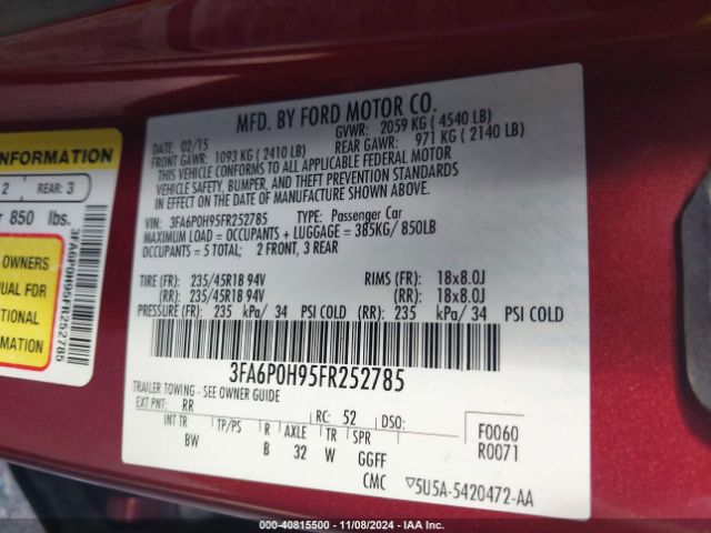 3FA6P0H95FR252785 Ford FUSION SE