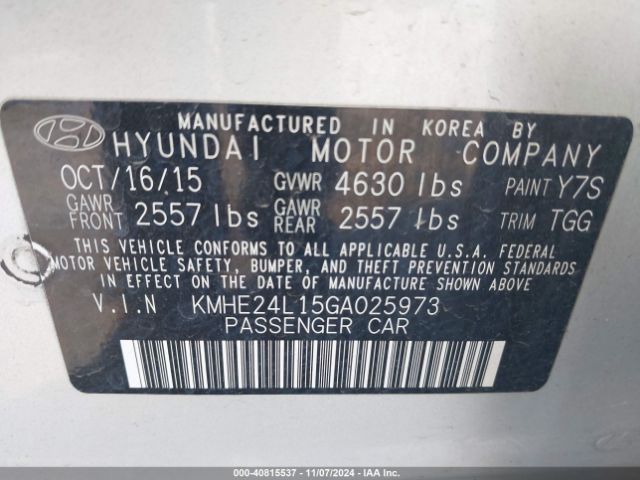 KMHE24L15GA025973 Hyundai Sonata Hybrid Se
