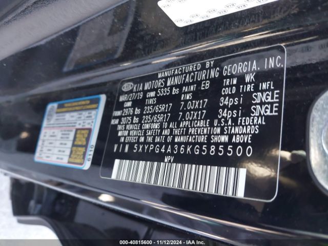 5XYPG4A36KG585500 KIA Sorento 2.4l L