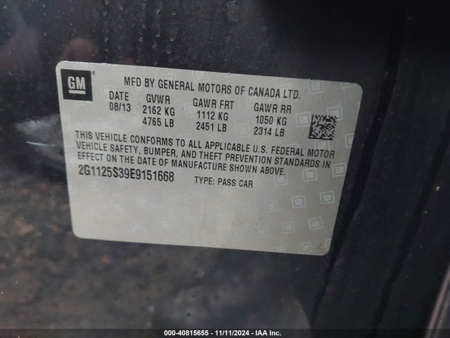 Chevrolet Impala 2lt 2014 2G1125S39E9151668 Image 9