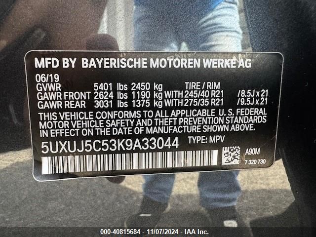5UXUJ5C53K9A33044 BMW X4 M40i