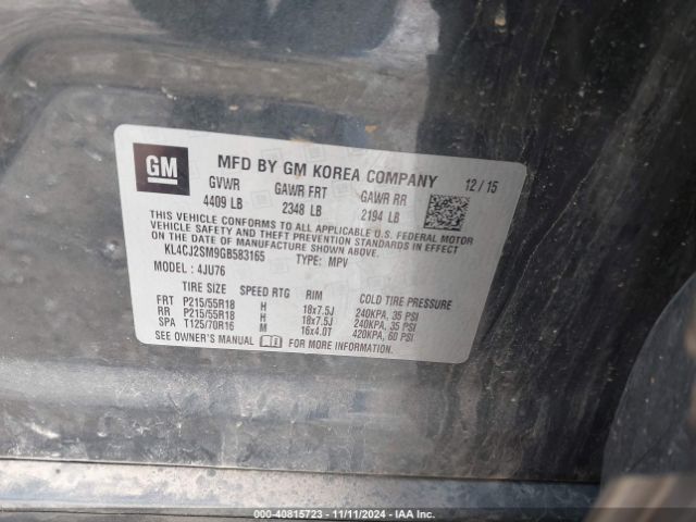 KL4CJ2SM9GB583165 Buick Encore Sport Touring
