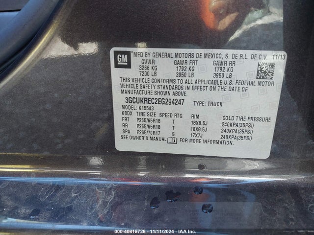 Chevrolet Silverado 1500 2lt 2014 3GCUKREC2EG294247 Image 9
