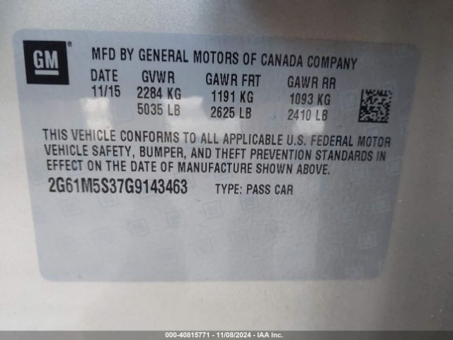 2G61M5S37G9143463 Cadillac Xts Luxury Collection